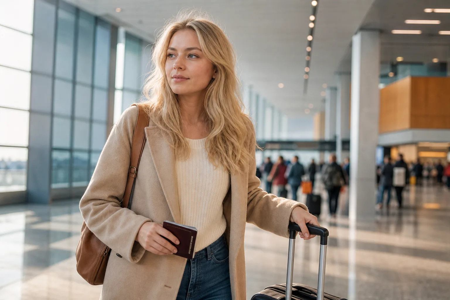 Utbytesstudent på flygplats